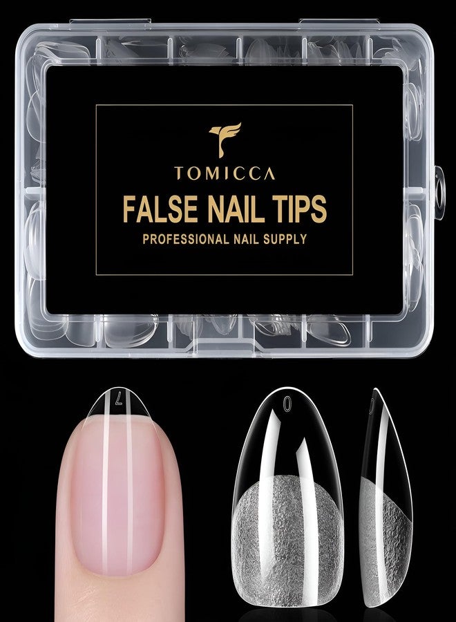 TOMICCA Extra Short Almond Nail Tips 240Pcs, 15 Sizes Short Nail Tips for Acrylic/Gel Nails, Fake Nails Press On Nails - Perfect for Beginner & Professional, Home DIY Salon, Wedding Nails - Image 1